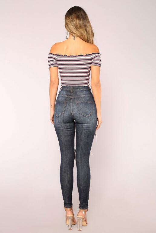 SZ60213 destroyed skinny jeans for women